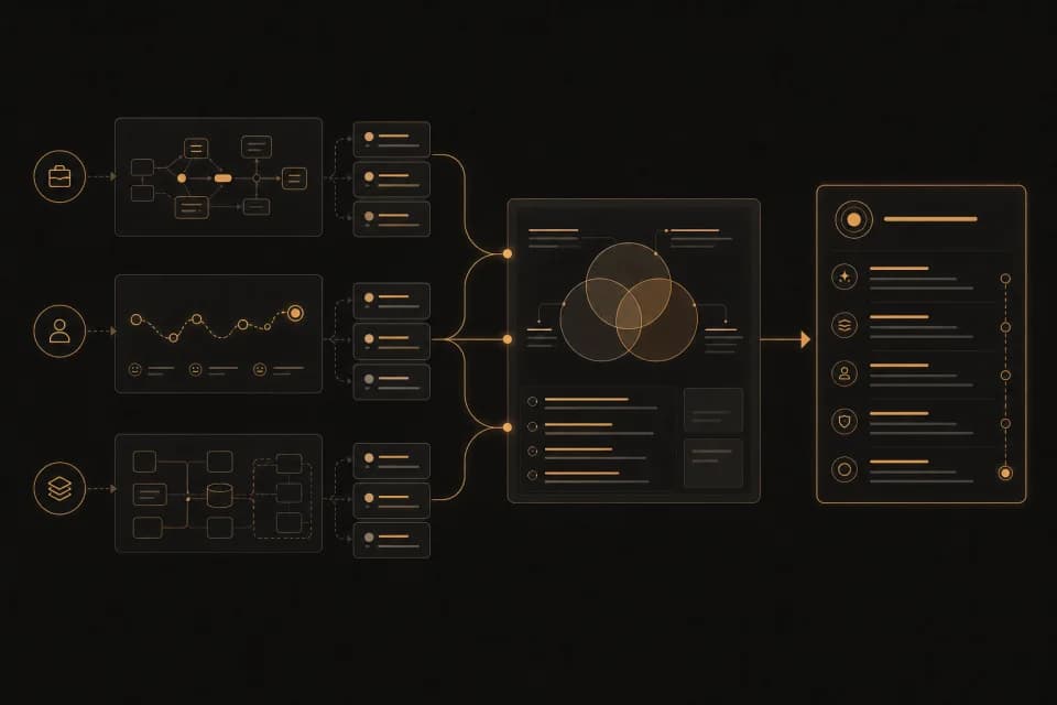 Business, user, and technical maps converging into one prioritized plan